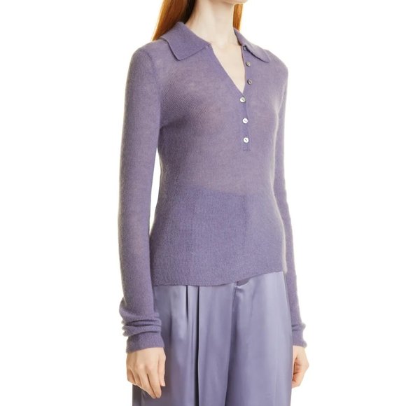 Vince Henley Polo Pullover, Mauve Iris, Medium - Picture 4 of 9